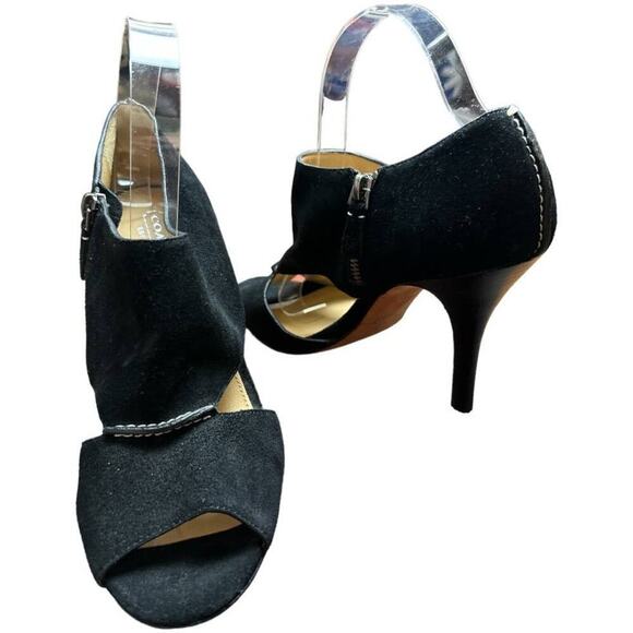Coach Black Suede Peep Toe Heel Pumps Shoes Women's Size 8.5 - Picture 1 of 9